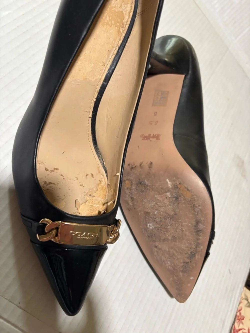 Coach Black Leather Mid-Heel Pump with Gold Horsebit - Picture 8 of 14